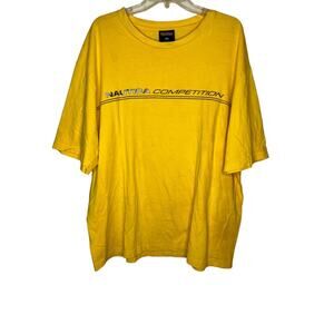 Vintage Nautica Competition Spellout Tshirt Logo Mens XXL Yellow
